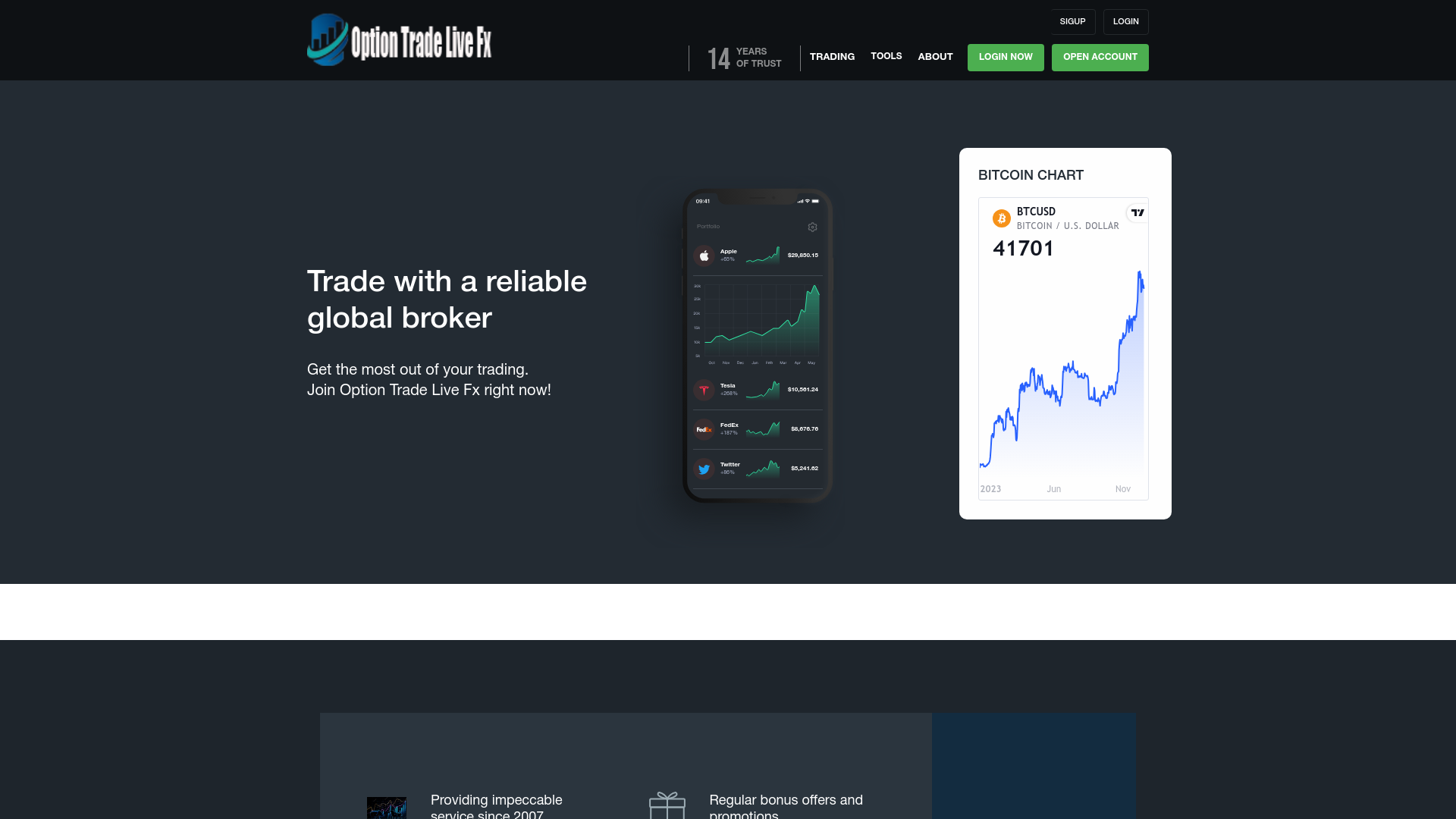 Option Trade Live Fx Website Screenshot