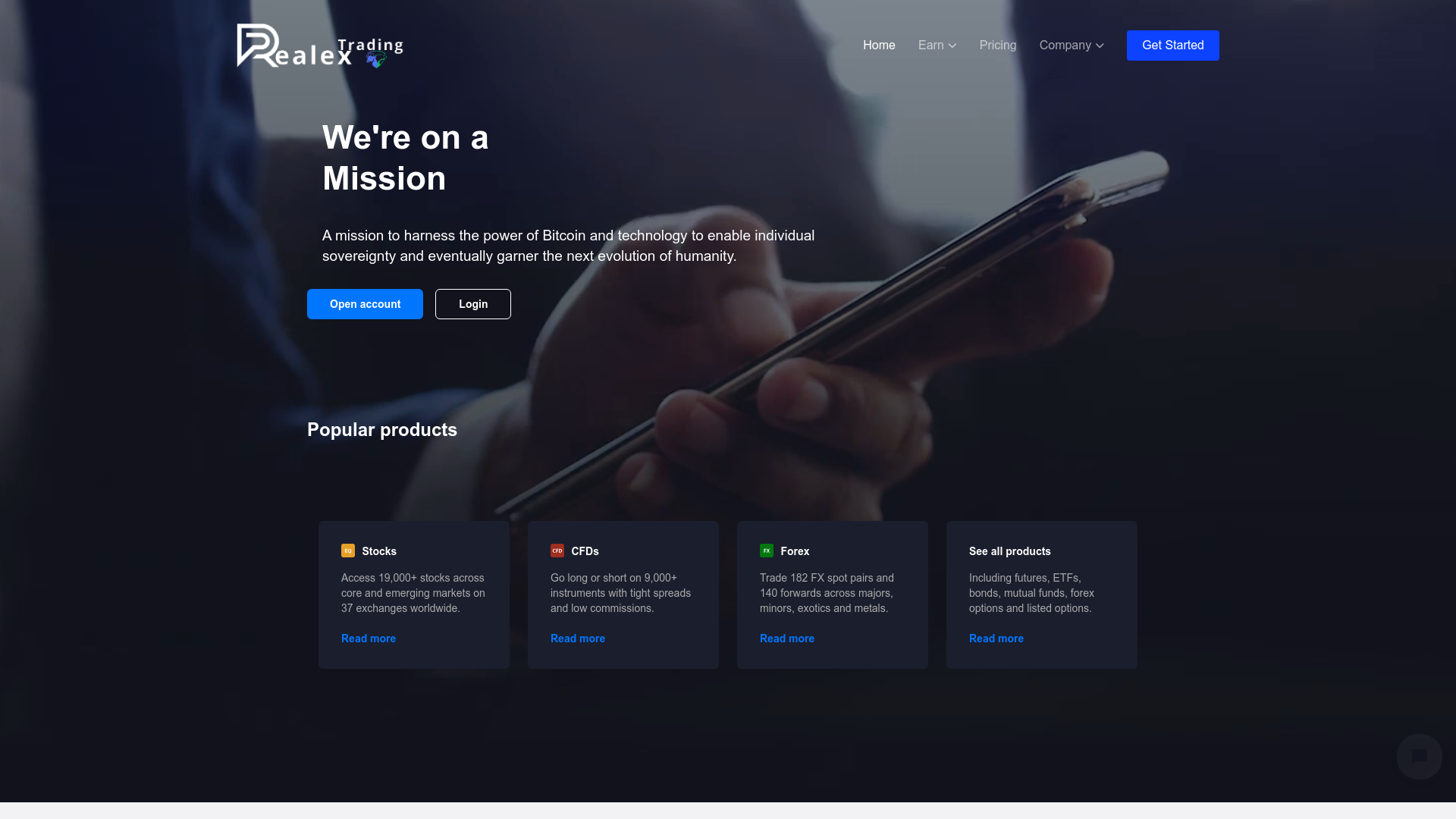 Realex Trading Website Screenshot