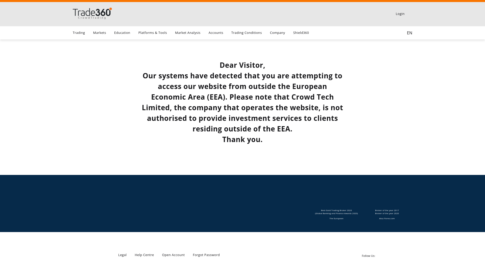 Trade360 Website Screenshot