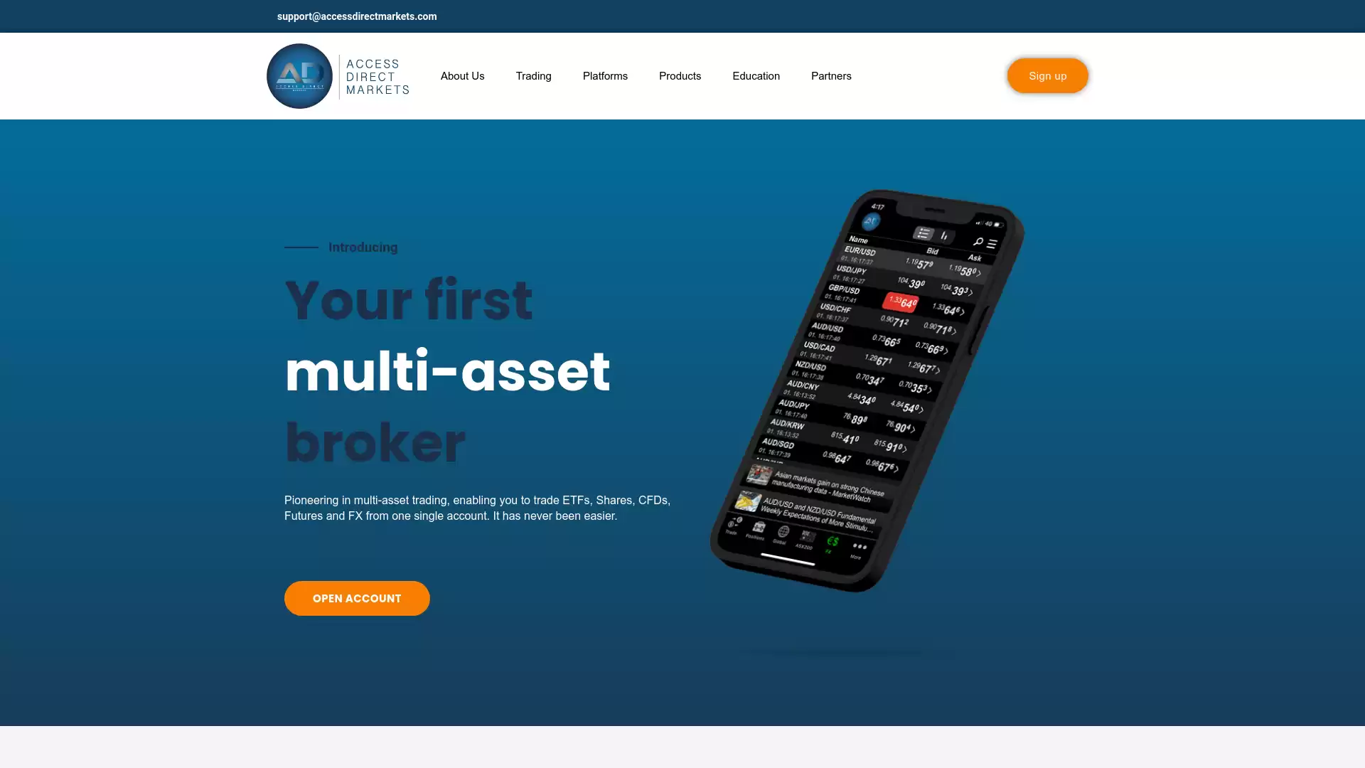 Access Direct Markets Website Screenshot