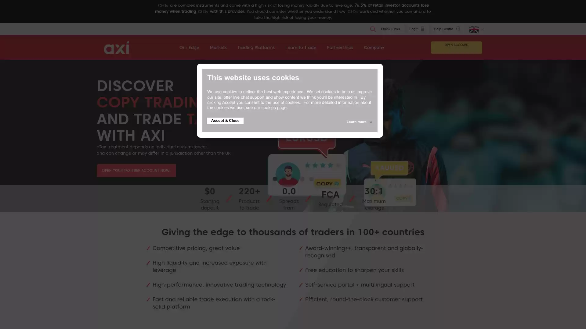 AxiTrader Website Screenshot