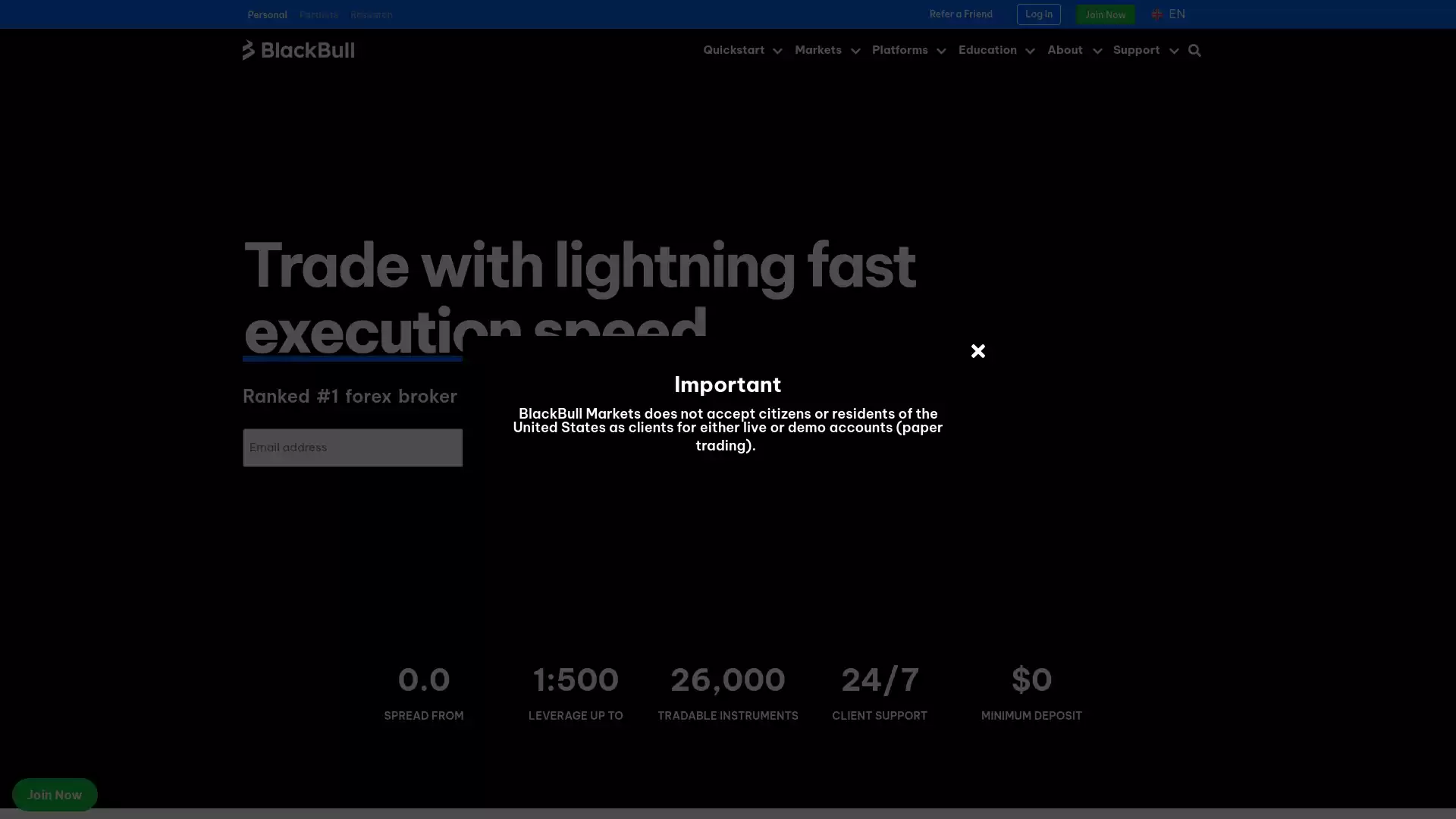 BlackBull Markets Website Screenshot