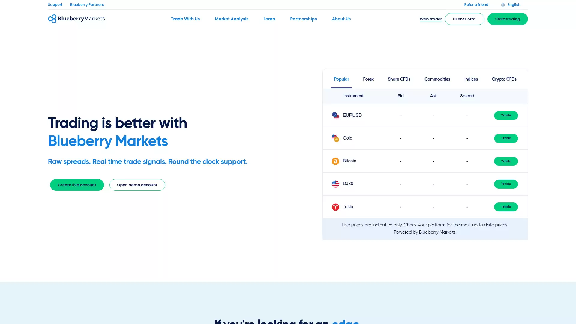 Blueberry Markets Website Screenshot