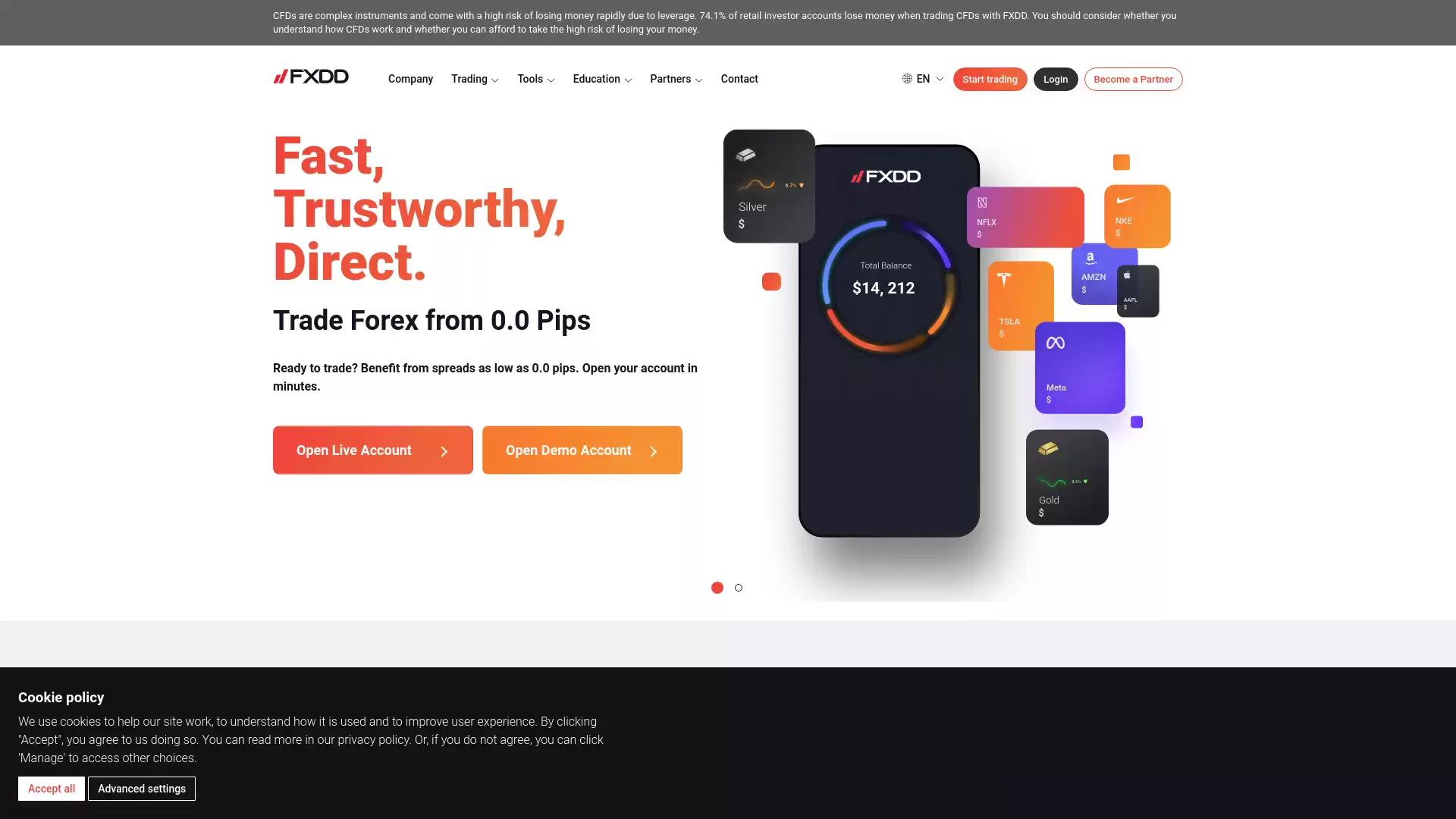 FXDD Website Screenshot