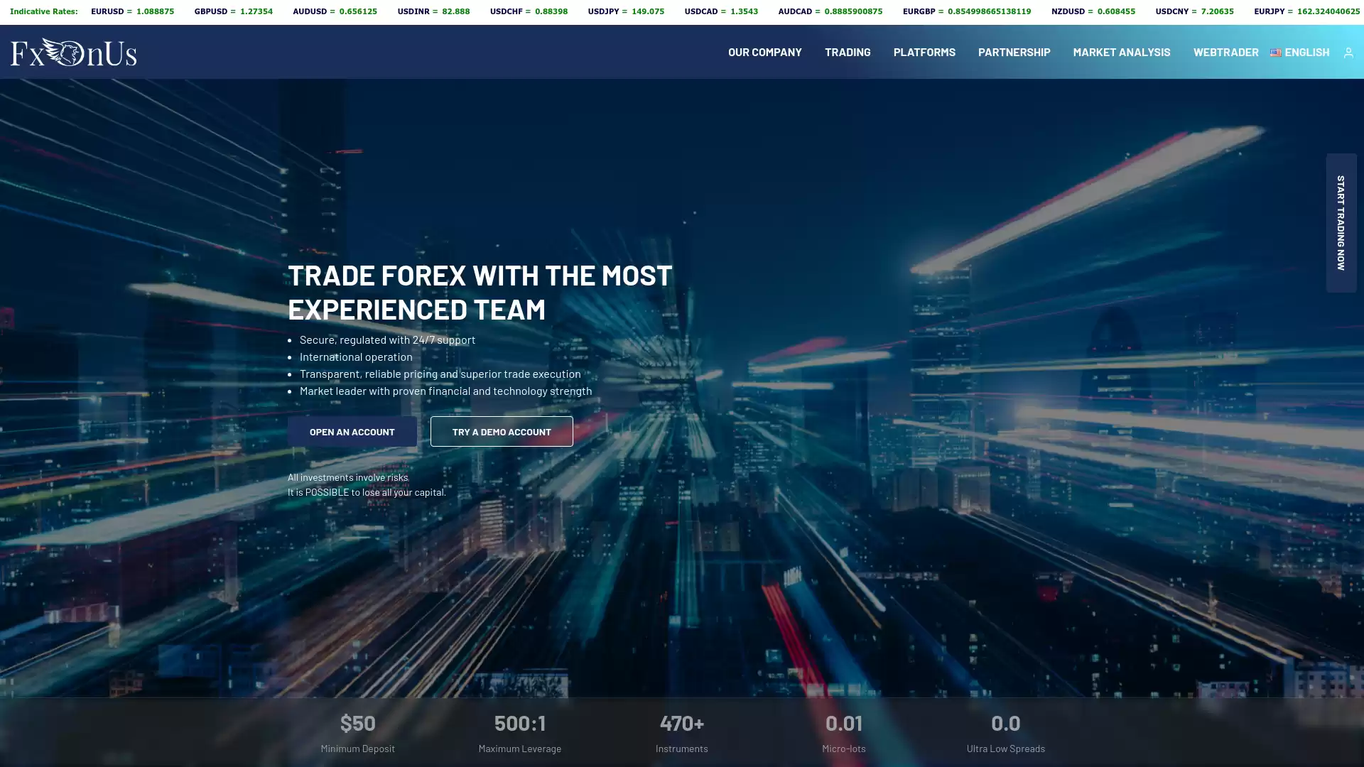 FxOnUs Website Screenshot