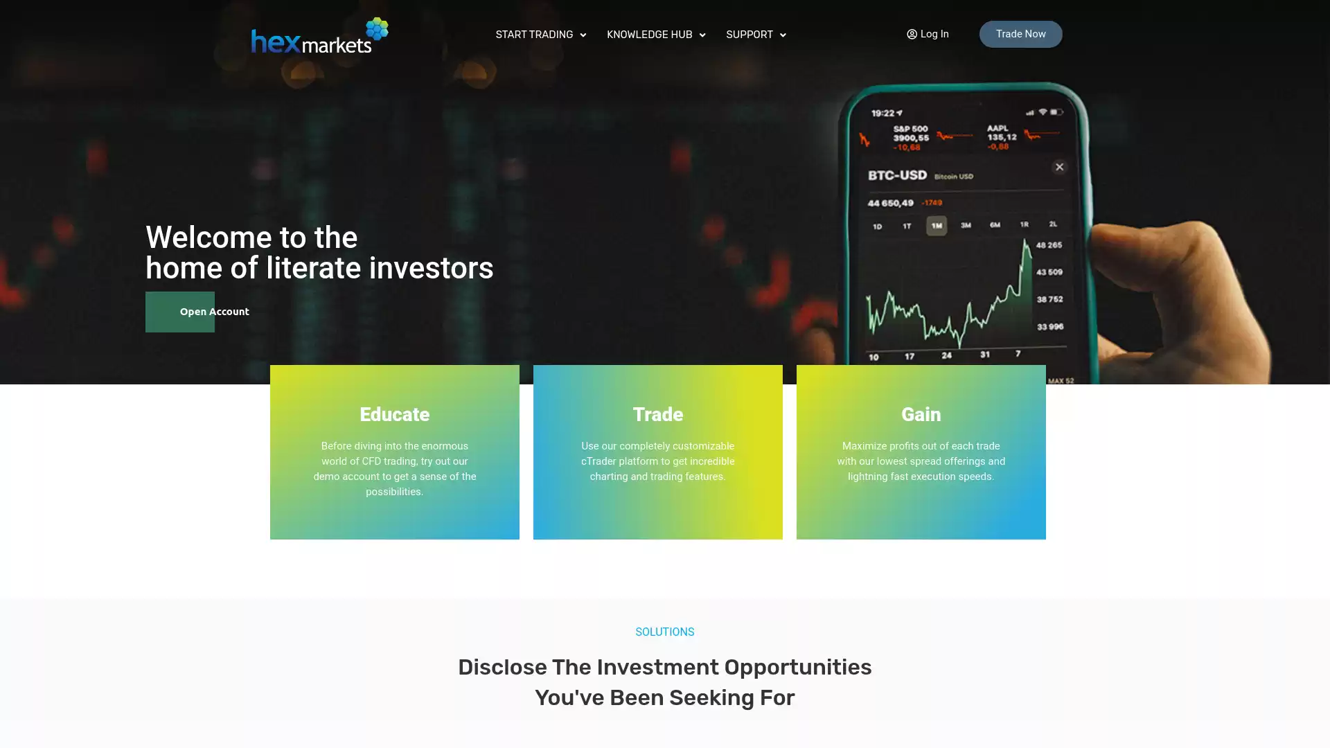 HexMarkets Website Screenshot