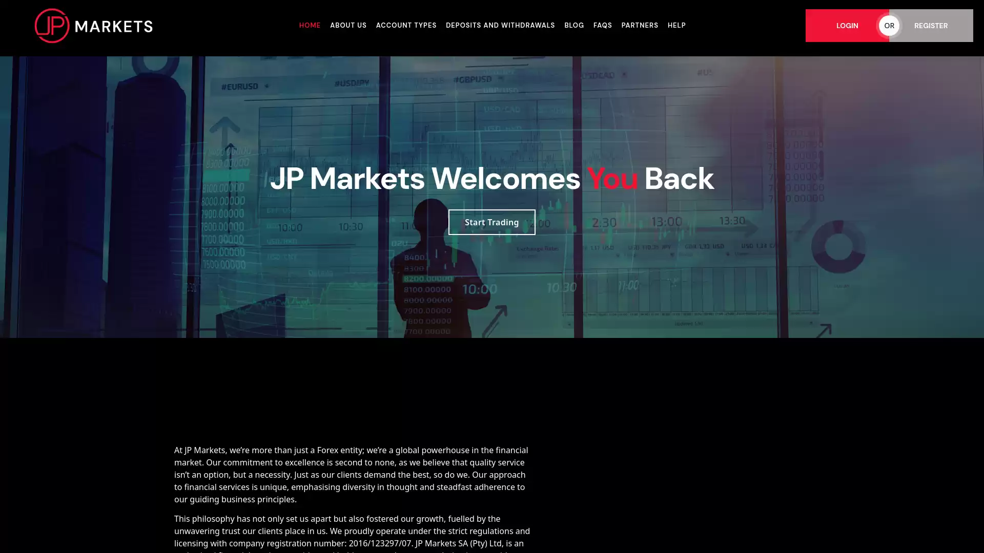 JP Markets Website Screenshot