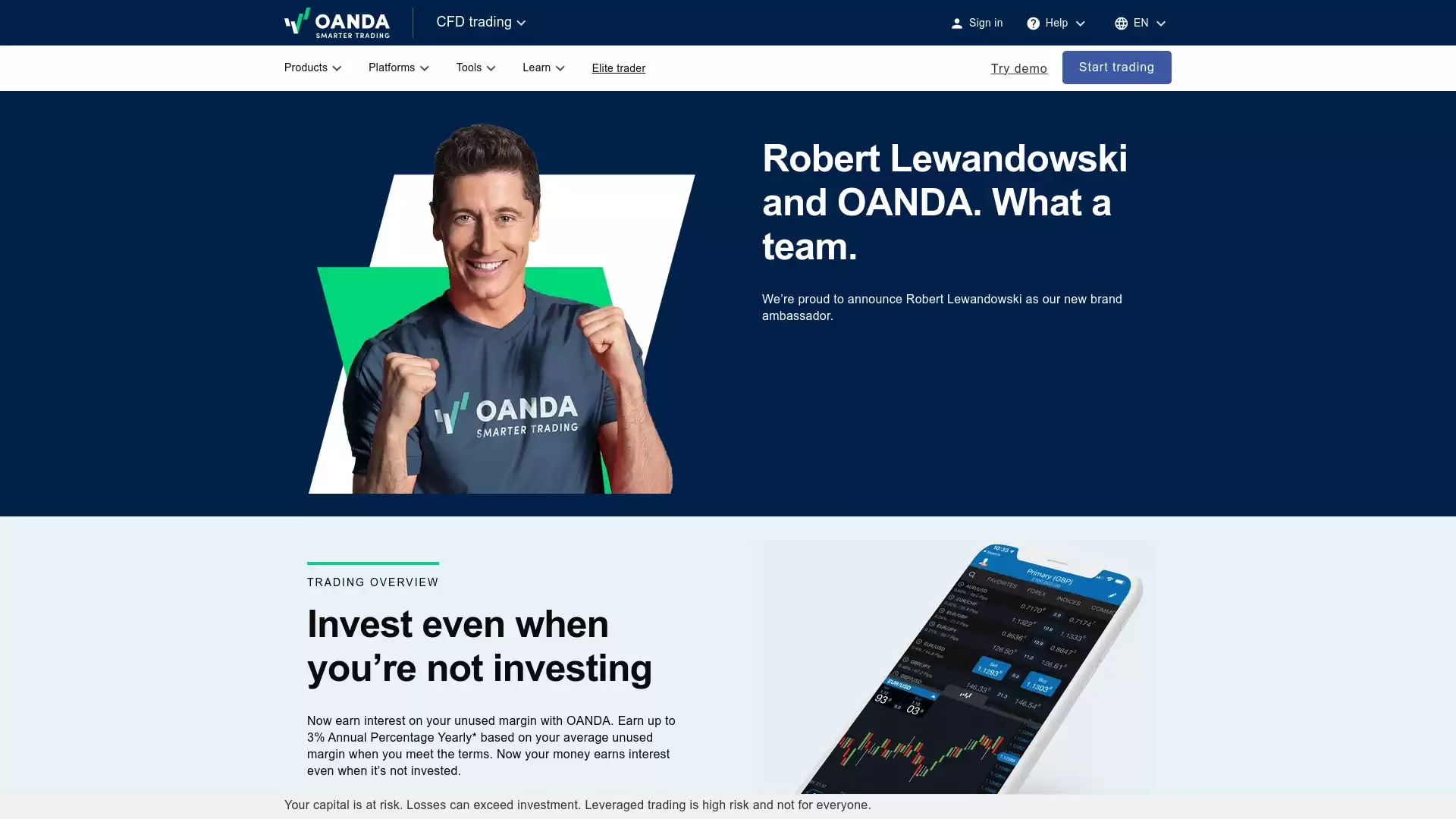 OANDA Website Screenshot