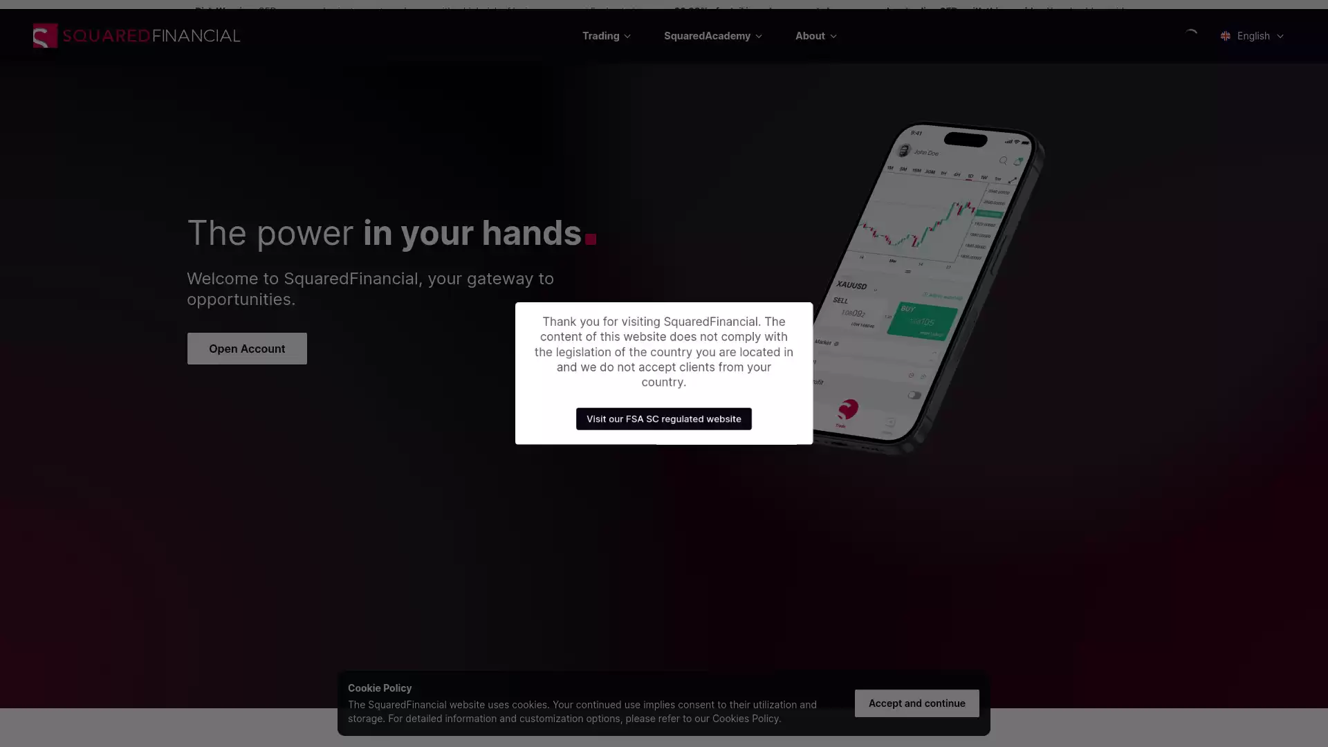 SquaredDirect SquaredFinancial Website Screenshot