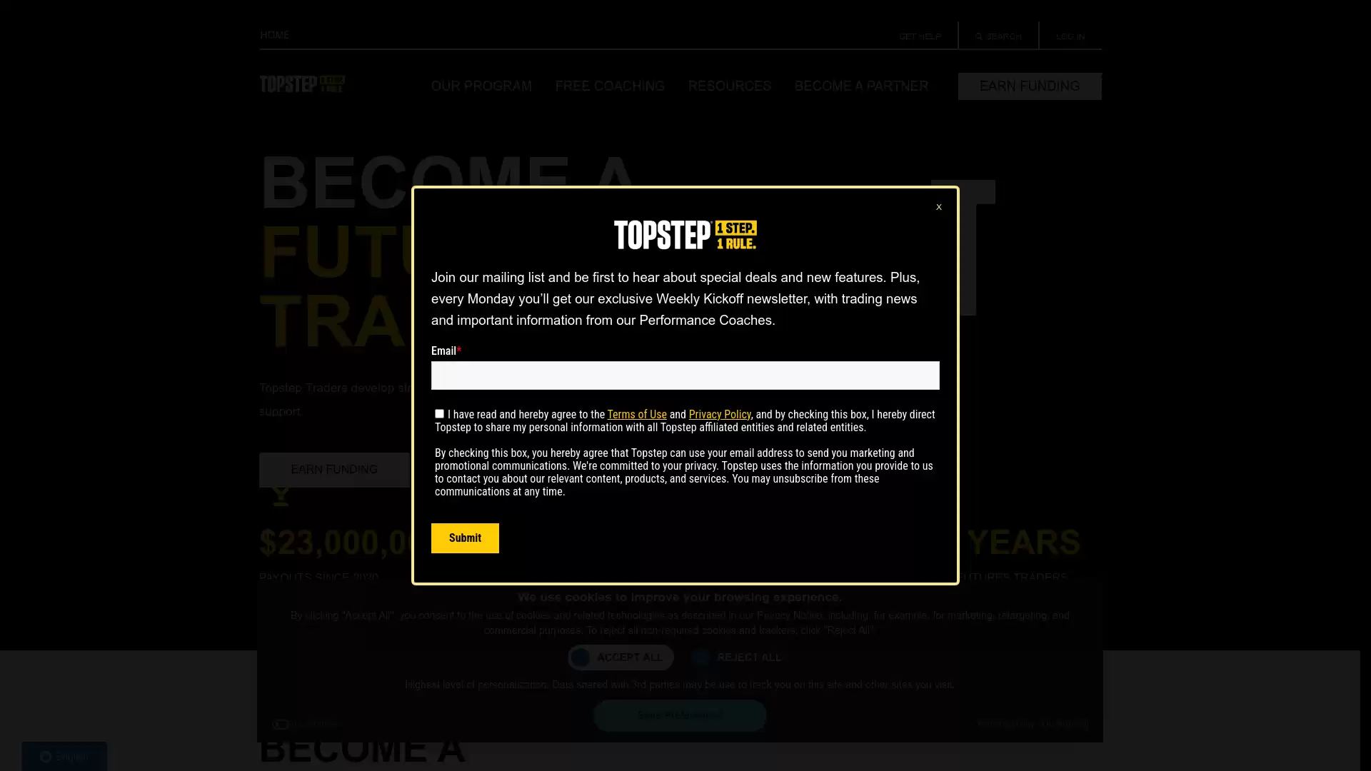 Topstep Website Screenshot