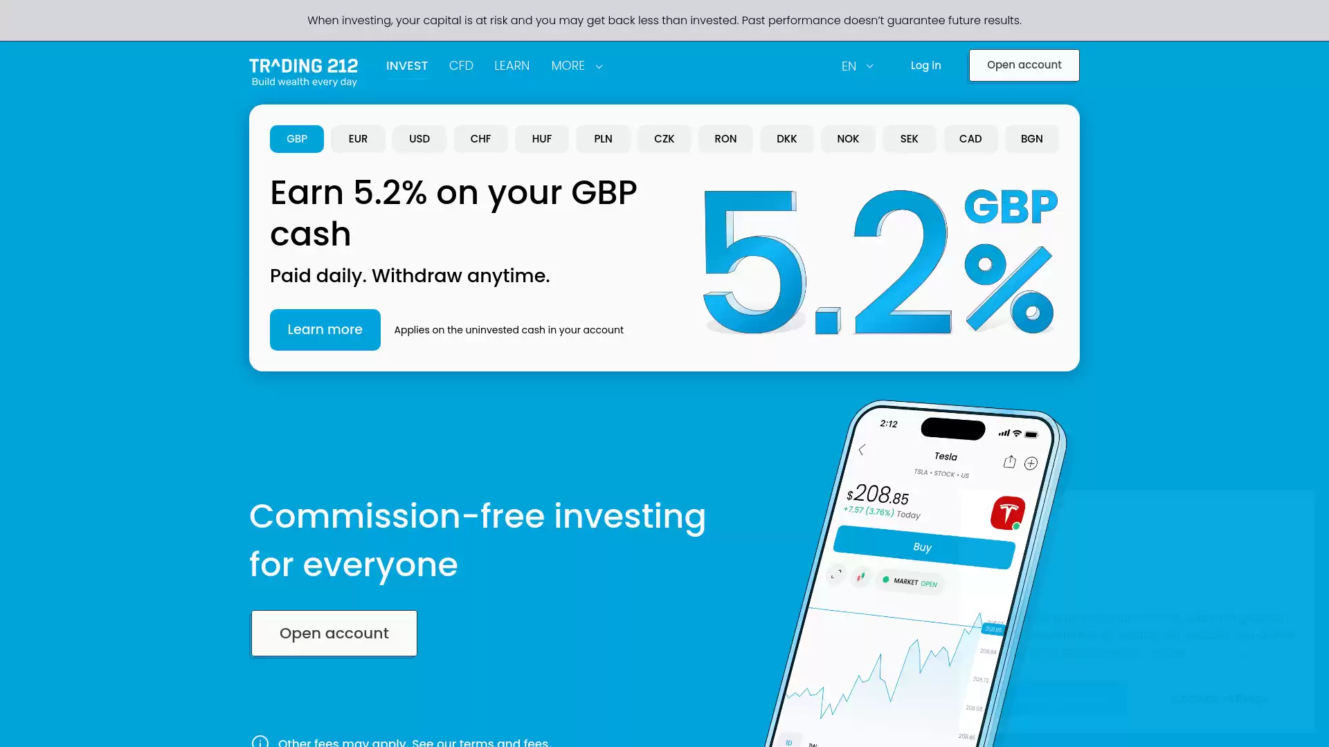 Trading 212 Website Screenshot