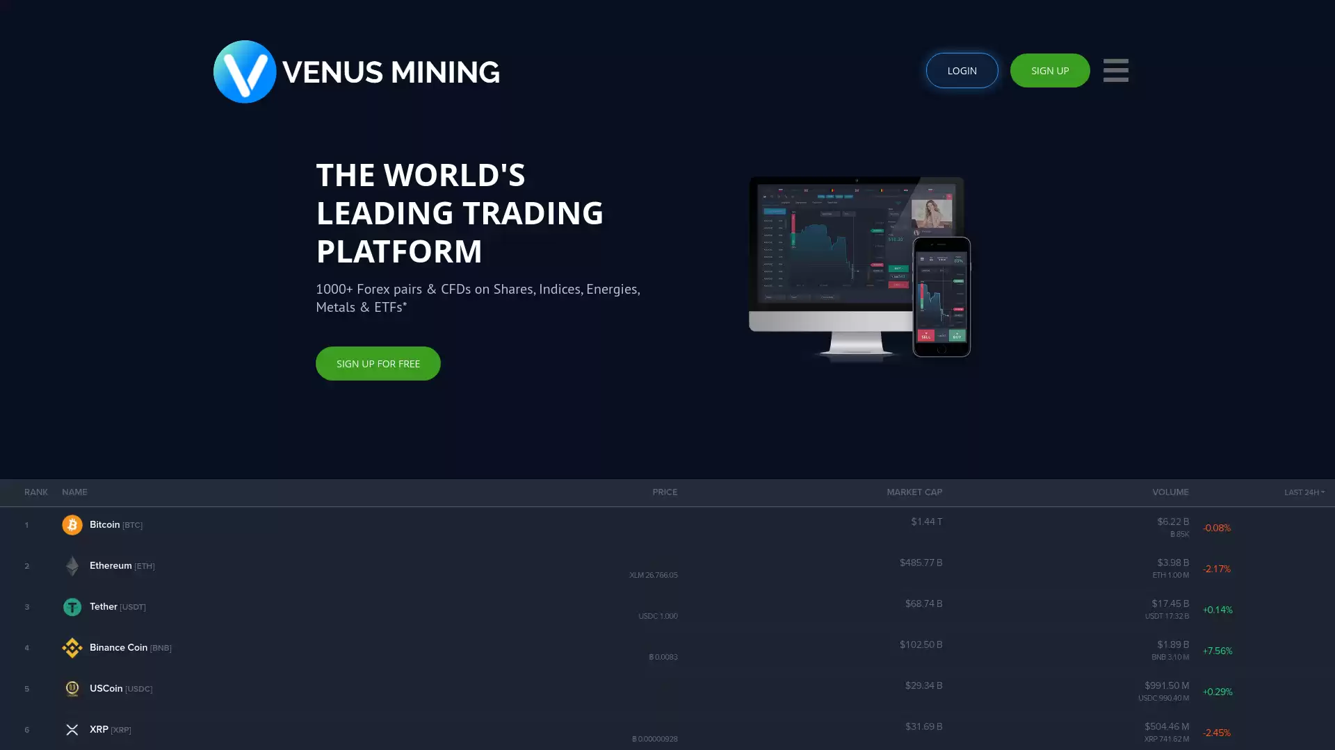 VENUS MINING Website Screenshot