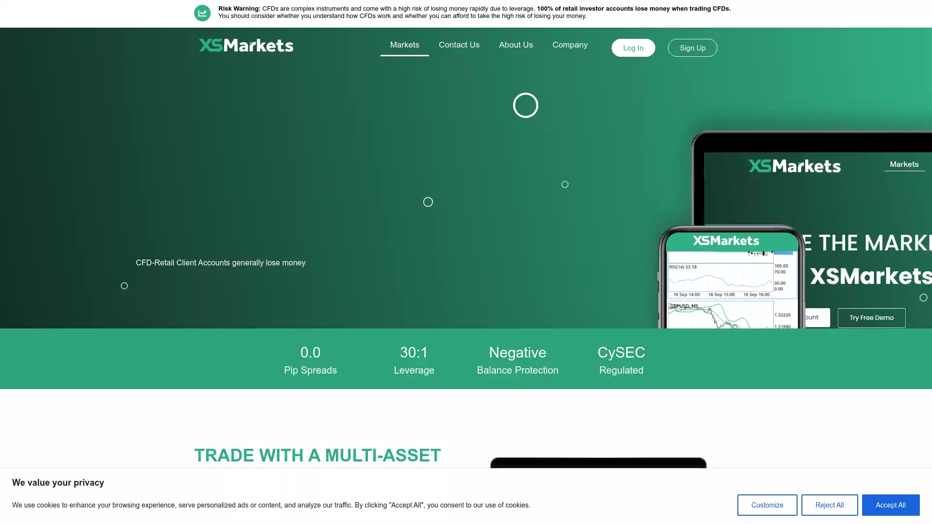 XSMarkets Website Screenshot